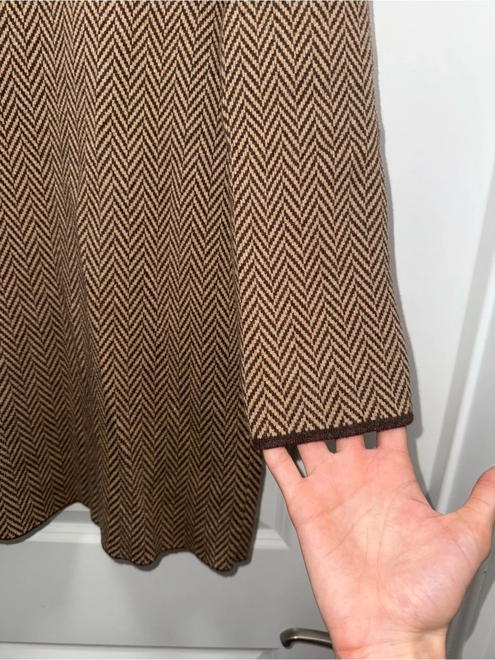 J.Crew Brown Herringbone Open Cardigan Coat